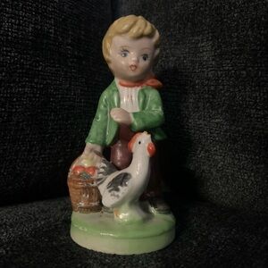 Charming Boy with Goose Figurine